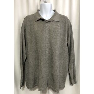 Knightsbridge Polo Shirt Mens XL Grey Excellent Long Sleeve Textured Knit Marled